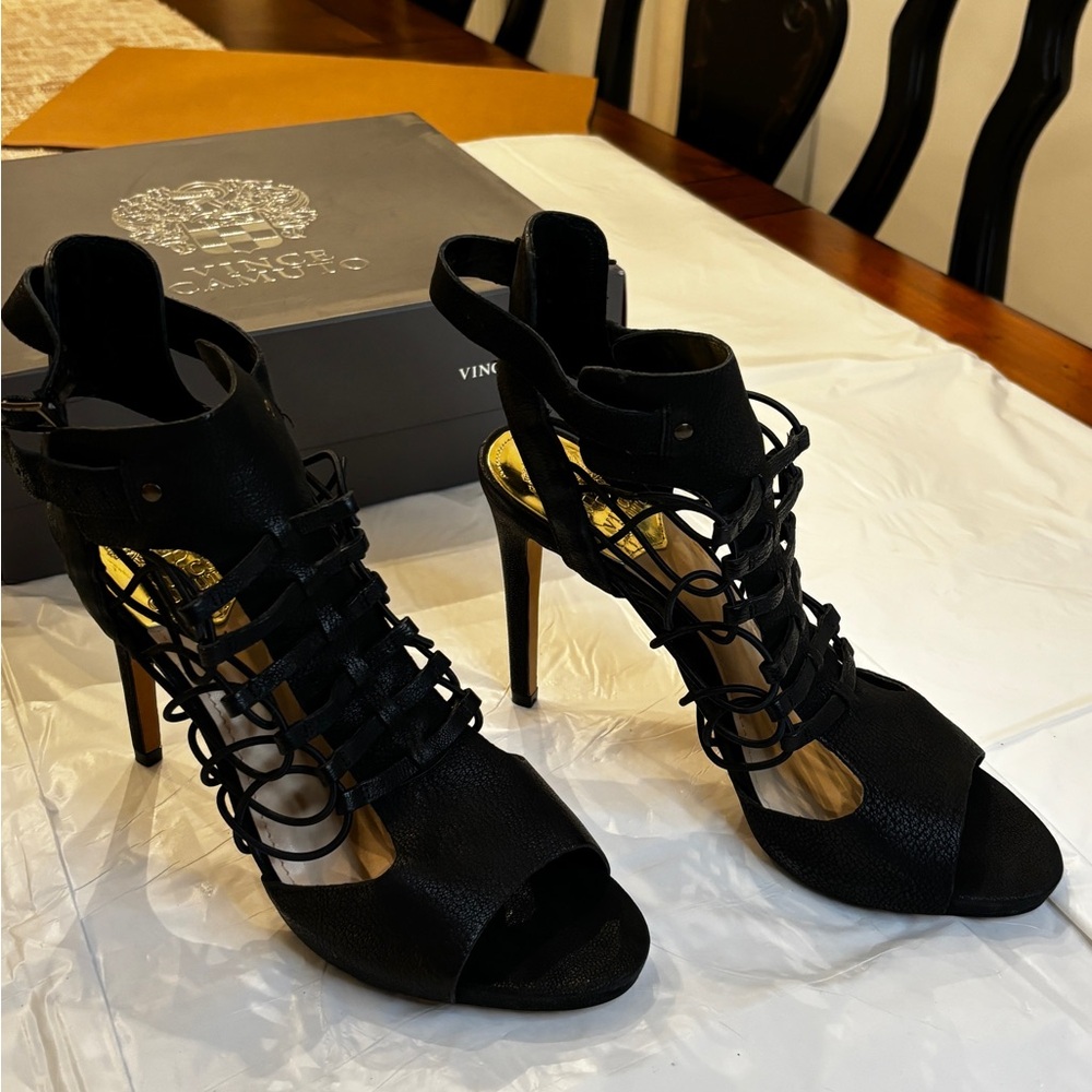 Vince Camuto Black Caged Heels